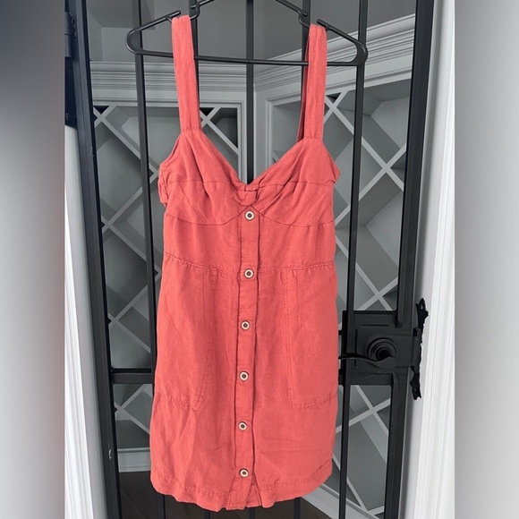 Anthropologie Maeve Twist Front Linen Blend Dress - Picture 1 of 7